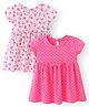 Babyhug Single Jersey Knit Half Sleeves Frock Polka Dot Print Pack Of 2 - Pink