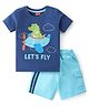 Babyhug Single Jersey Knit Half Sleeves T-Shirt and Shorts Set Croc Print - Blue