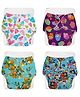 BASIC Assorted Pack of 4 Diapers with 4 Dry feel Inserts - Freesize cloth diapers | Reusable cloth diapers for babies - Fits babies from 0-3 years - 5-17kgs | Option 6, 7 kg to 17 kg