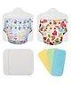 SuperBottoms  Starter Cloth Diaper Pack with 2 Freesize Diapers reusable diaper liners 2 insert and 2 booster pad with 3 Diaper Liners