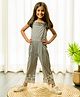 Fairies Forever SleevelessGingham Checked & Floral Embroidered Jumpsuit - Black & White
