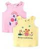 Doodle Poodle 100% Cotton Sleeveless Teddy & Text Printed Tops Pack Of 2 - Elfin Yellow & Pink A Boo