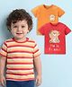 Babyoye Single Jersey Knit Half Sleeves T-Shirts Striped & Bear Print Pack of 3 - Multicolour