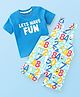 Babyhug 100% Cotton Knit Dungaree & Half Sleeves T-Shirt Set With Text & Number Print - Blue