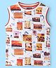 Pine Kids Cotton Sleeveless T-Shirt Tropical Theme Print - Snow White