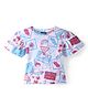 Pine Kids Cotton Knit Half Sleeves Stamps Printed Top - White