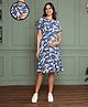 MomToBe Half Sleeves Abstract Triangle Printed  Maternity Dress With Nursing Access -  Blue