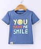 Mini Taurus Cotton Half Sleeves Text Printed T-Shirt - Blue