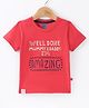 Mini Taurus Cotton Knit Half Sleeves T-Shirt Text Print - Red