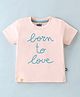 Mini Taurus Cotton Half Sleeves T-Shirt Text Print - Peach