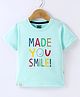 Mini Taurus Cotton Half Sleeves Text Printed T-Shirt - Mint Blue