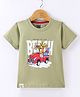 Mini Taurus Cotton Half Sleeves Car Printed T-Shirt - Green