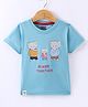 Mini Taurus Cotton Half Sleeves Elephant Printed T-Shirt - Aqua Blue