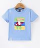 Mini Taurus Cotton Knit Half Sleeves T-Shirt Animal Print - Sky Blue