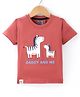 Mini Taurus Cotton Knit Half Sleeves T-Shirt Zebra Print - Red