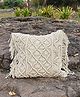 Aamivi New Born Baby Photograph Boho Macrame Cushion Cover, Handmade, Home Décor Pack of 1 Ivory/Off White