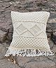 Aamivi New Born Baby Photograph Boho Macrame Cushion Cover, Handmade, Home Décor Pack of 1 Ivory/Off White
