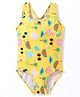 ROVARS V Cut Swimsuit Sleeveless  Beach Theme Print - Yellow