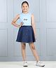 Aww Hunnie Cotton Sleeveless Baby Penguin Printed Tank Top With Solid  Denim Skirt - Blue
