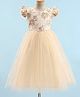 Mark & Mia Half Sleeves Frock With Floral Embroidery - Yellow