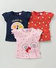 Mini Donuts Cotton Knit Half Sleeves Tops with Floral & Pineapple Print Pack of 3- Multicolour