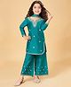 Akkriti by Pantaloons Three Fourth Sleeves Floral Embroidered Kurta Set - Green