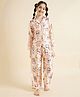 Cherry & Jerry Full Sleeves Cats Printed Night Suit Set - Cream