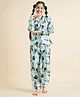 Cherry & Jerry Full Sleeves Cats Printed Night Suit Set - Turquoise Blue