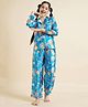 Cherry & Jerry Full Sleeves Space Theme Printed Night Suit Set - Blue