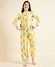 Cherry & Jerry Full Sleeves Dinosaur Printed Night Suit Set - Yellow