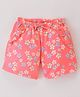 Enfance Core Cotton Floral Printed Shorts - Orange