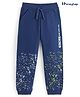 Honeyhap Premium Terry 100% Cotton With Bio Finish Full Length Lounge Pant With Text Print - Navy Peony