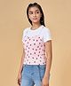 Coolsters by Pantaloons Half Sleeves Solid Tee With Strawberry Printed Top - Pink