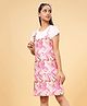 Coolsters by Pantaloons Sleeveless Marble Printed Dress & Solid Tee - Fuchsia Pink & White