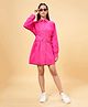 Coolsters by Pantaloons Full Sleeves Solid Shirt Dress - Fuchsia Pink