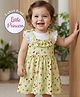 Babyoye Eco Conscious Birdy & Floral Printed Frock with Frill Sleeves Inner Tee - Yellow & White