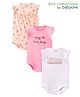 Babyoye Eco Conscious Cotton Frill Sleeves Onesies With Floral & Text Print Pack Of 3 - Pink & White