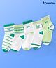 Honeyhap Premium Cotton Bamboo Ankle Length Set Of Socks With Bio Finish Stripes & Text Design Pack Of 5 - Bright White Holy Green & Paradise Green