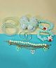 Kamule Beeds Embellished Cat & Bow Detailed Hair Clips & Bracelet - Green