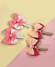 Kamule Set Of 4 Bow Applique & Pearl Detailed Hair Clips - Dark Pink White Peach & Rose Pink