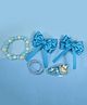 Kamule Set Of 6 Bow Detailed Hair Accessories & Bracelet  - Sky Blue