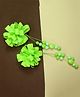 Kamule Set Of 2 Flower Detailed & Beads Embellished Hair Clips - Neon Green