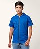 Coolsters by Pantaloons Half Sleeves Solid Zipper Hooded Style Tee - Cobalt Blue