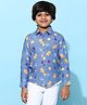 Tales & Stories Rayon Full Sleeves Dice Printed Shirt - Navy Blue