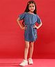 Tales & Stories  Half Sleeves Pineapple Embroidered Jumpsuit - Blue