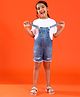 Tales & Stories Sleeveless Mild Distressed Dungaree - Blue