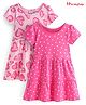 Honeyhap Premium 100% Cotton Single Jersey Knit Half Sleeves Frock With Bio Finish Polka Dot Print Pack Of 2 - Azalea Pink & Orchid Pink
