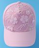 Pine Kids Baseball Cap with Floral & Sequined Detailing - Pink