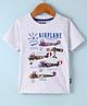 Fido Single Jersey Half Sleeves T-Shirt with Airplane Print - Off White
