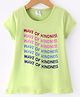 Smarty Girls Cotton Lycra Knit Half Sleeves Text Printed T-Shirt - Green